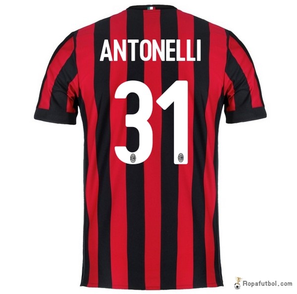 Camiseta AC Milan Replica Primera Ropa Antonelli 2017/18 Rojo